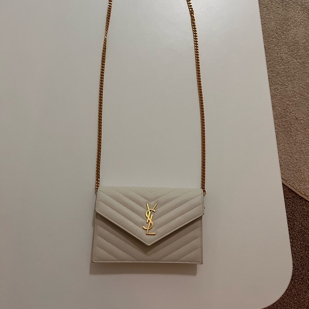 Yves Saint Laurent Beige Quilted Crossbody Bag